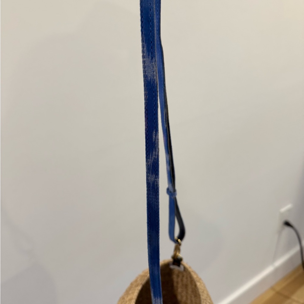 Clare V Raffia Bucket Bag with fun blue strap - Picture 3 of 3